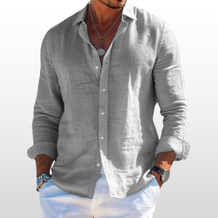 Caleb – Cotton Linen Lapel Shirt