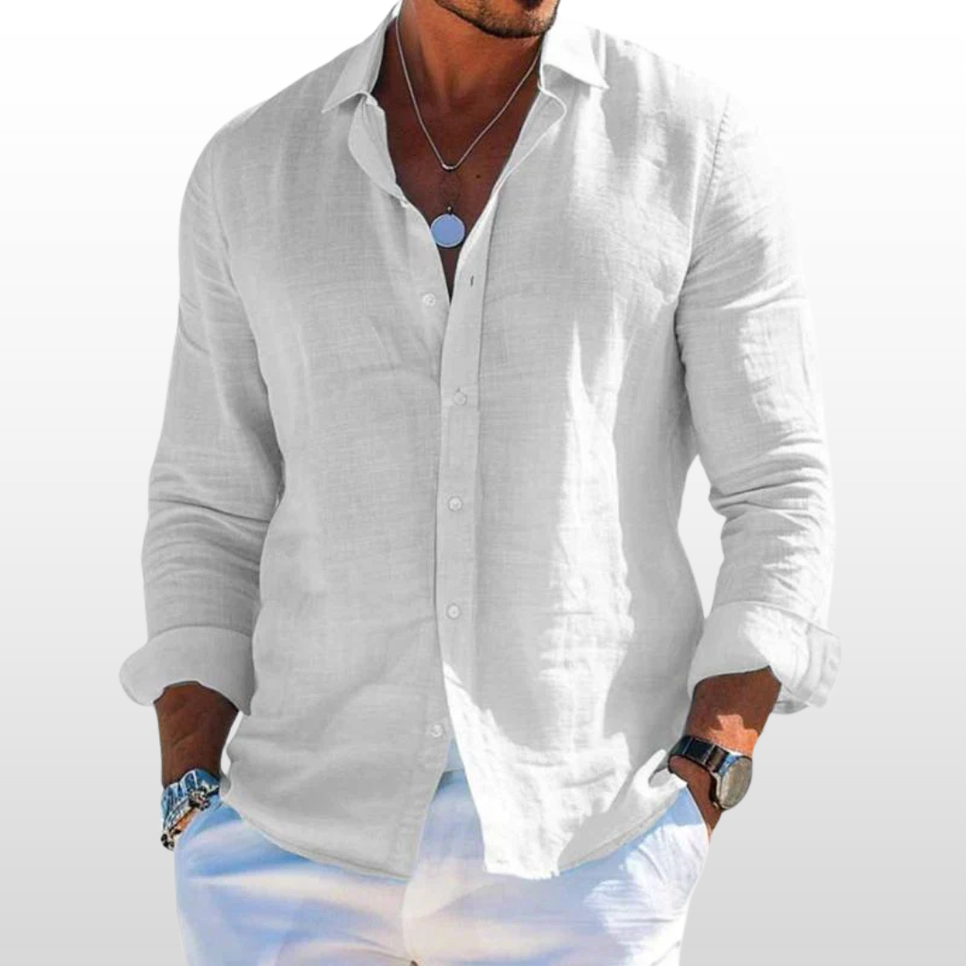 Caleb – Cotton Linen Lapel Shirt