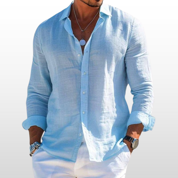 Caleb – Cotton Linen Lapel Shirt