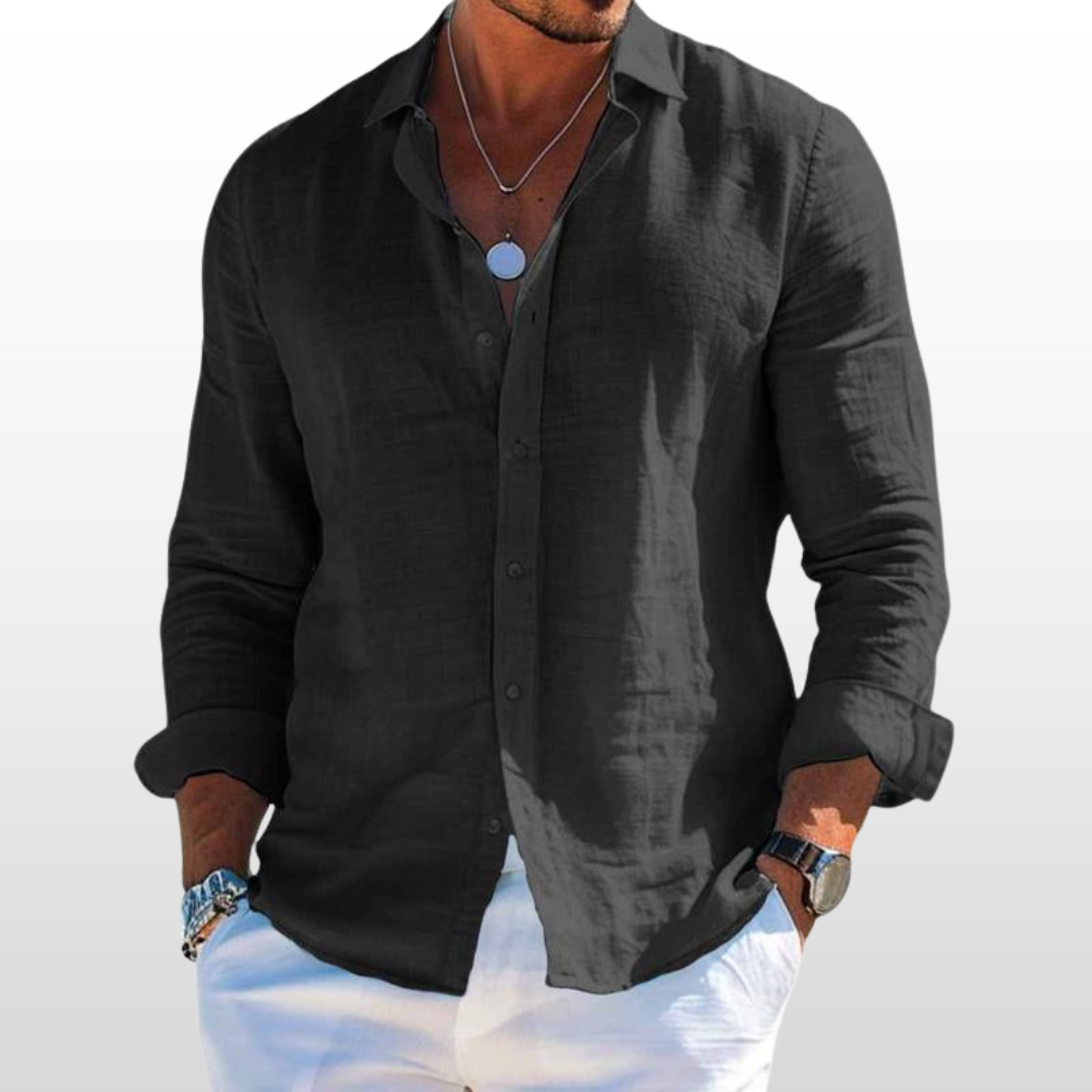 Caleb – Cotton Linen Lapel Shirt