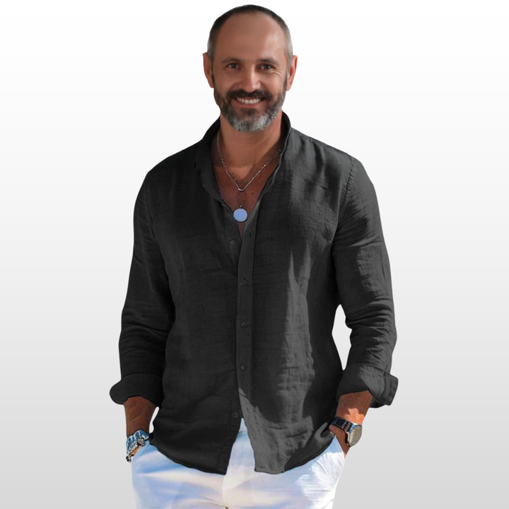 Caleb – Cotton Linen Lapel Shirt