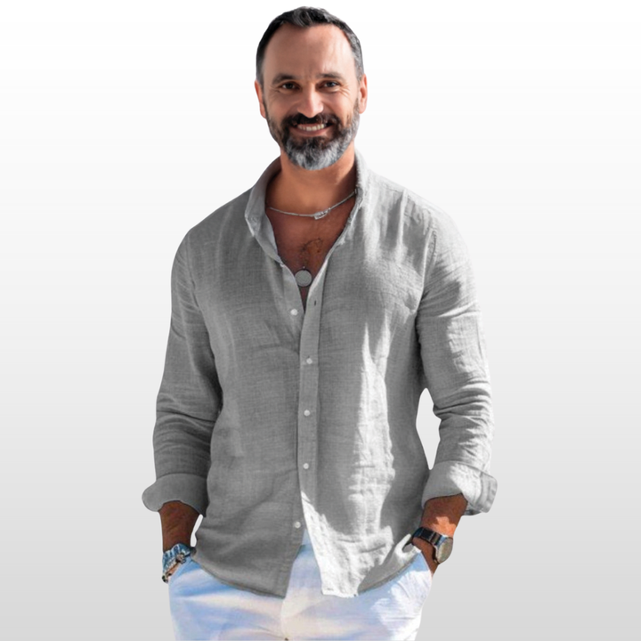 Caleb – Cotton Linen Lapel Shirt