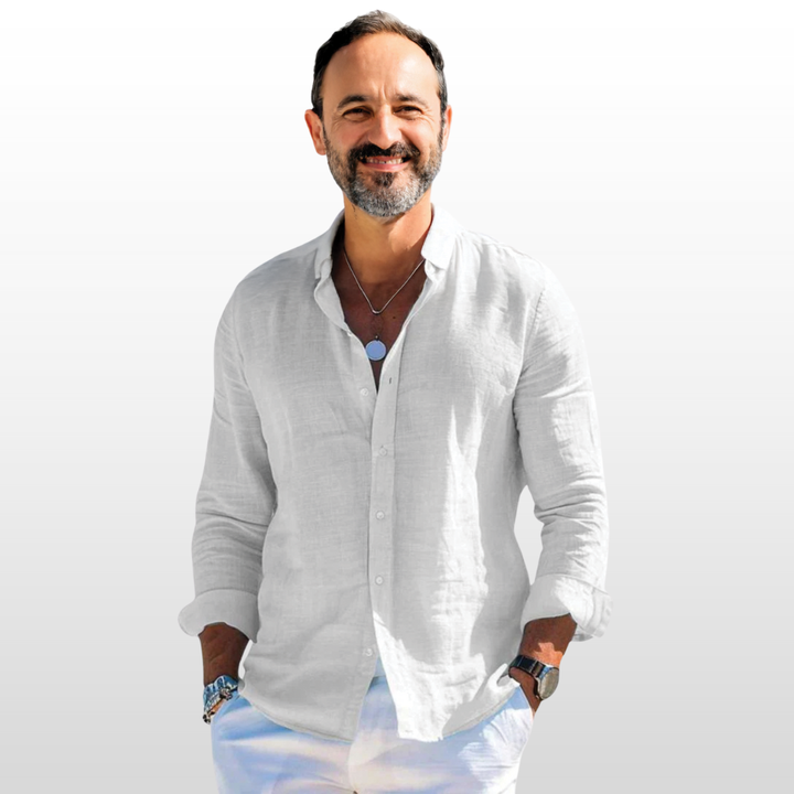 Caleb – Cotton Linen Lapel Shirt